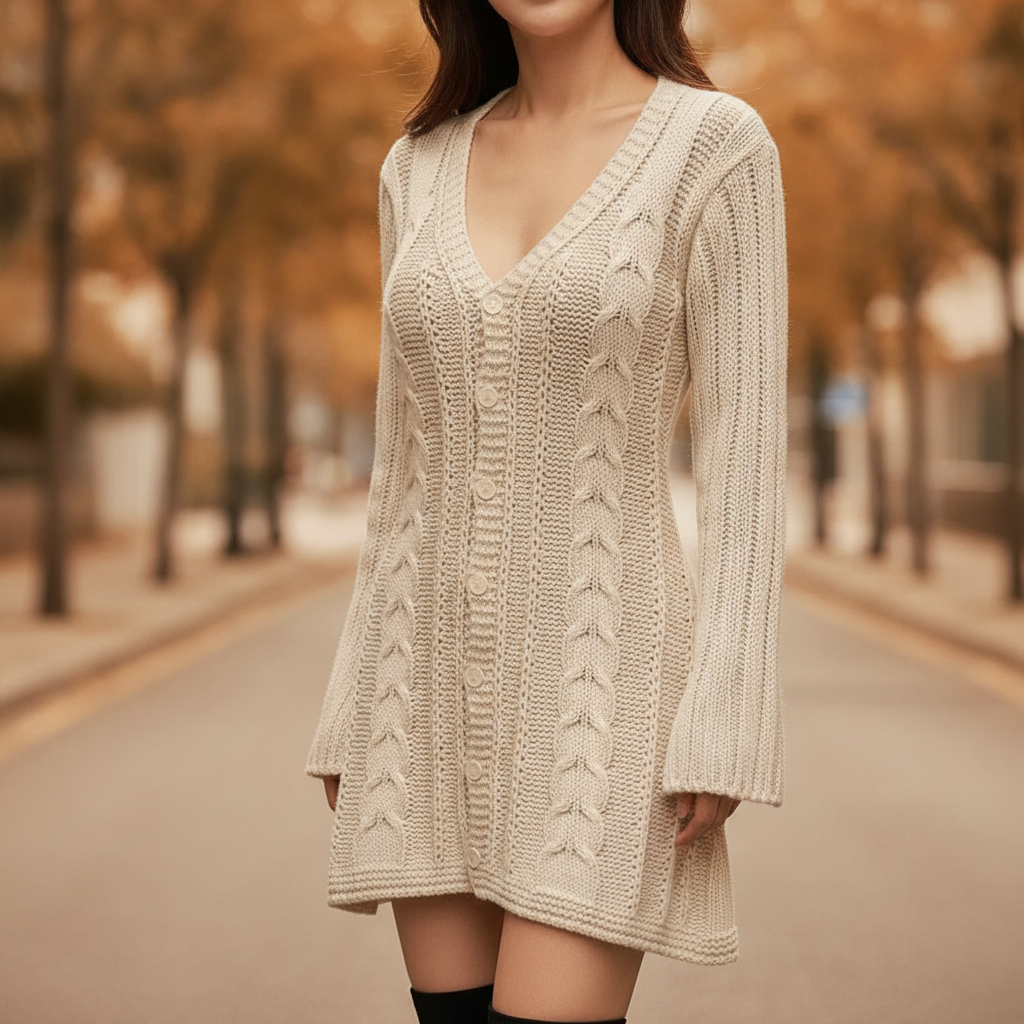 Sienna | Women's Cozy Cable Knit Sweater Dress