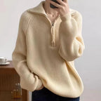 Aisling - Women's Cozy Polo Quarter Zip Sweater