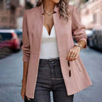 Amara - Women's Chic Textured Blazer with Soft Pink Hue