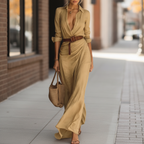 Amara | Women's Elegant Wrap Maxi Dress with Belt