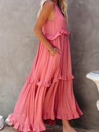 Zara | Women's Elegant Ruffle Maxi Dress