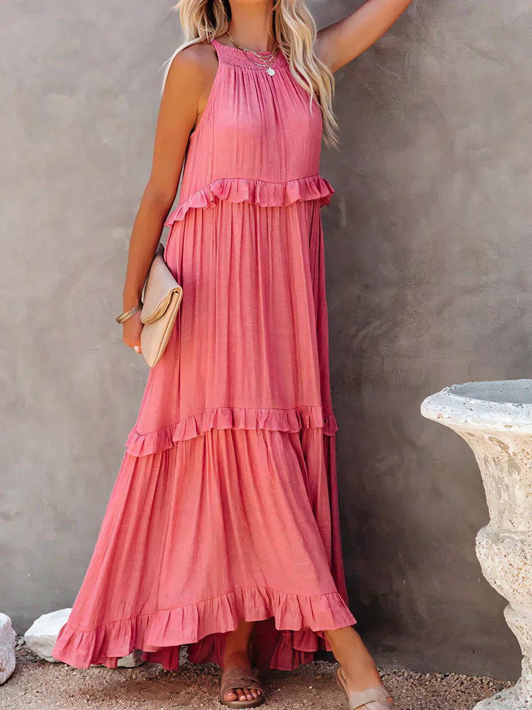 Zara | Women's Elegant Ruffle Maxi Dress