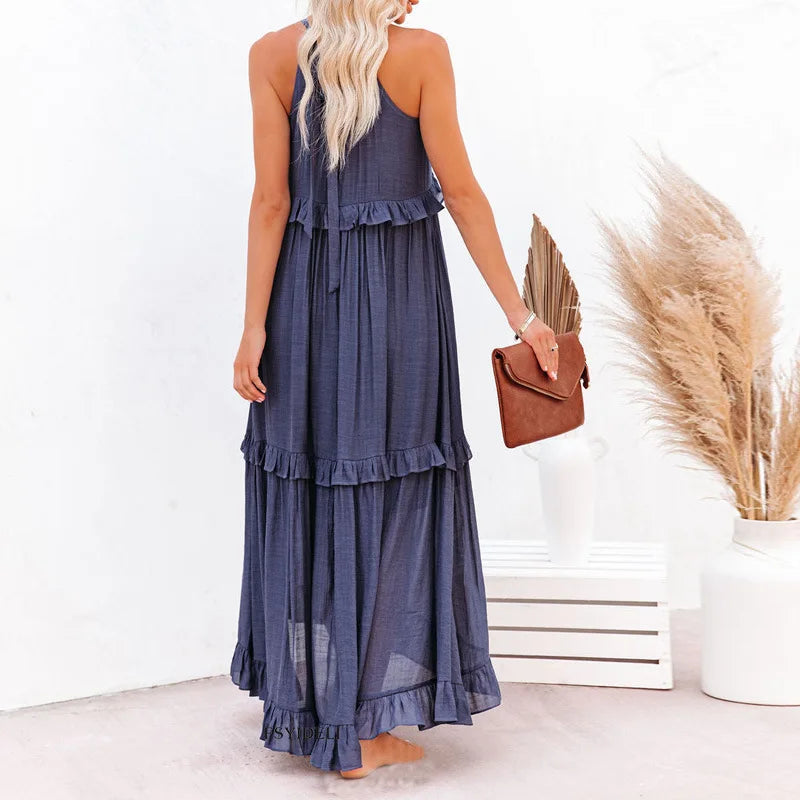 Zara | Women's Elegant Ruffle Maxi Dress