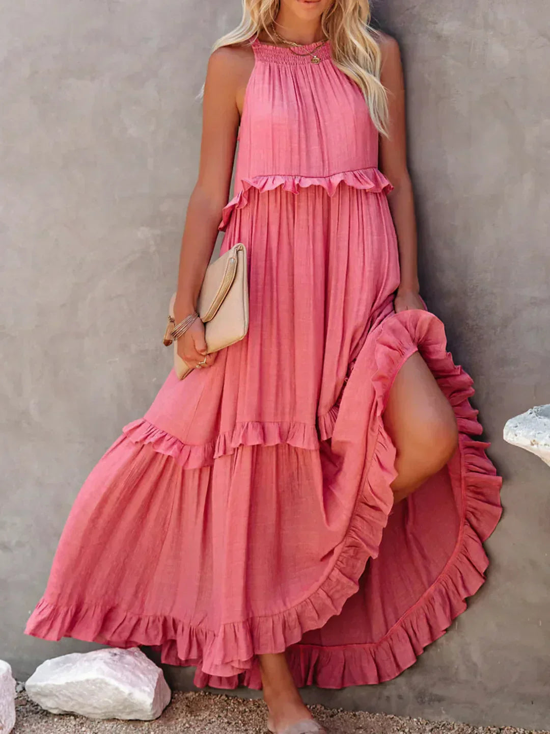 Zara | Women's Elegant Ruffle Maxi Dress