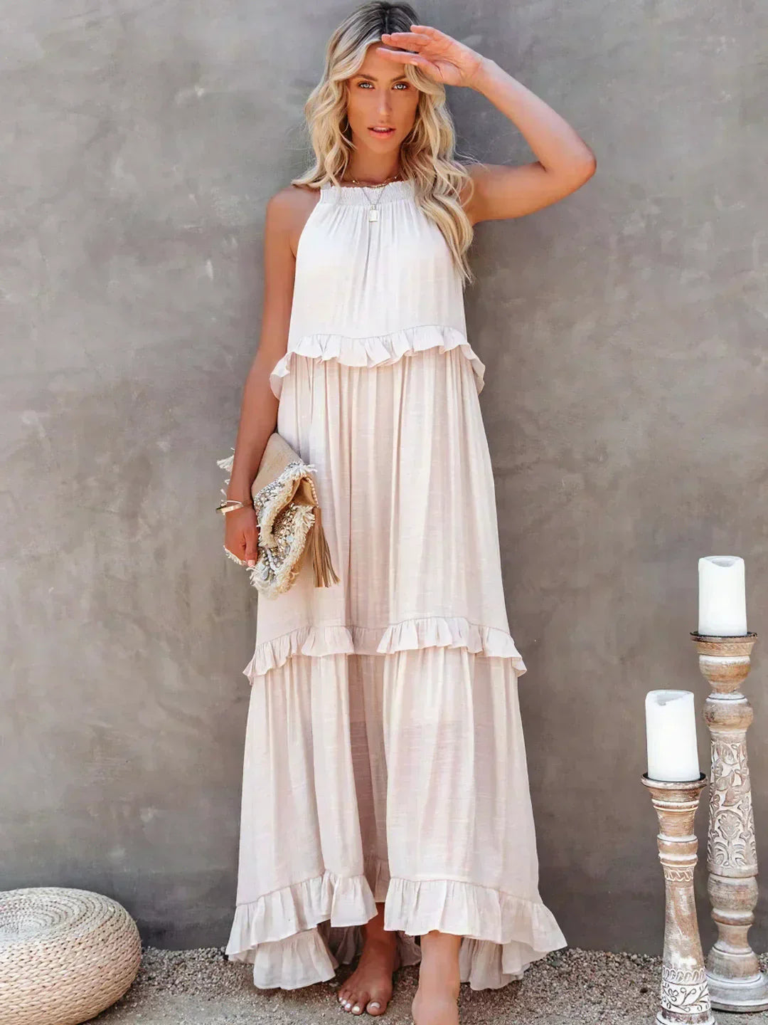 Zara | Women's Elegant Ruffle Maxi Dress