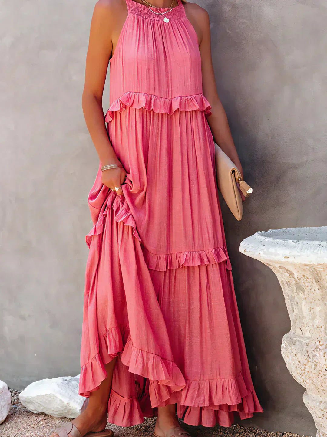 Zara | Women's Elegant Ruffle Maxi Dress