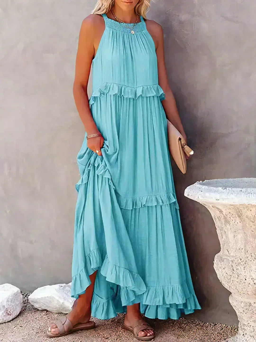 Zara | Women's Elegant Ruffle Maxi Dress