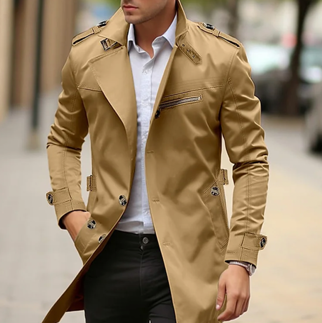 Asher - Men's Elegant Longline Trench Coat
