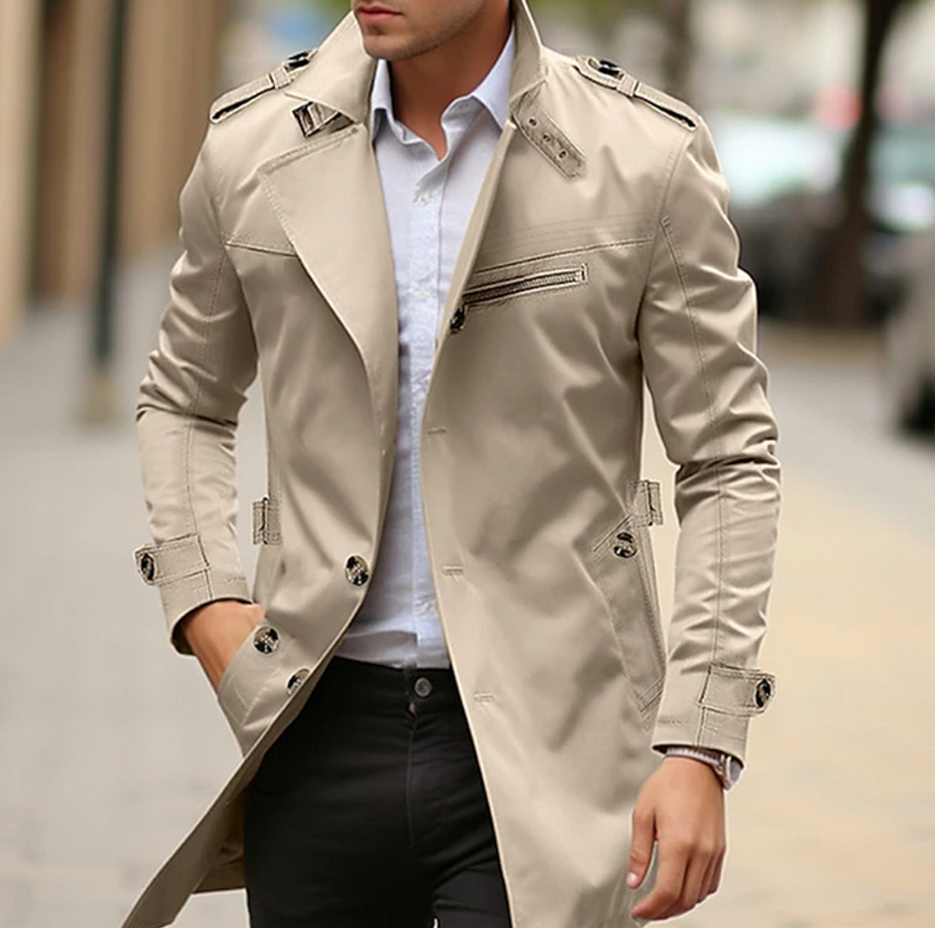 Asher - Men's Elegant Longline Trench Coat