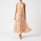 Auralis - Flowy Floral Halter Maxi Dress
