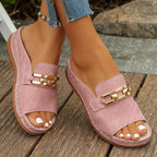 Aveline | Women's Open-Toe Sandals with Gold Chain Detail