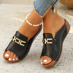 Aveline | Women's Open-Toe Sandals with Gold Chain Detail