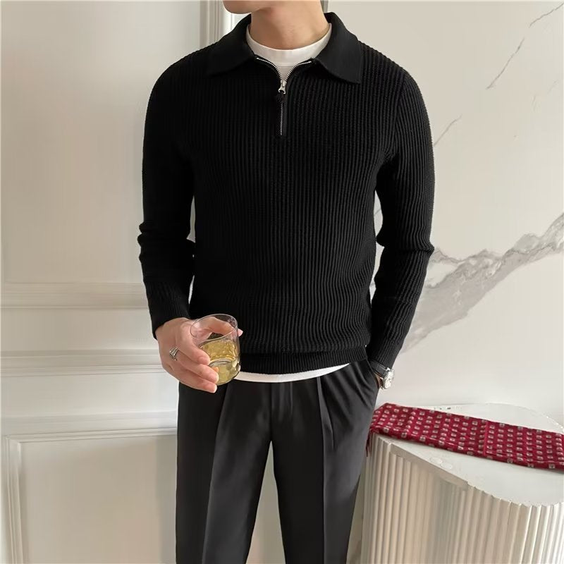 Axton - Men's Classic Polo Quarter Zip Sweater