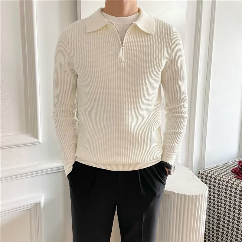 Axton - Men's Classic Polo Quarter Zip Sweater
