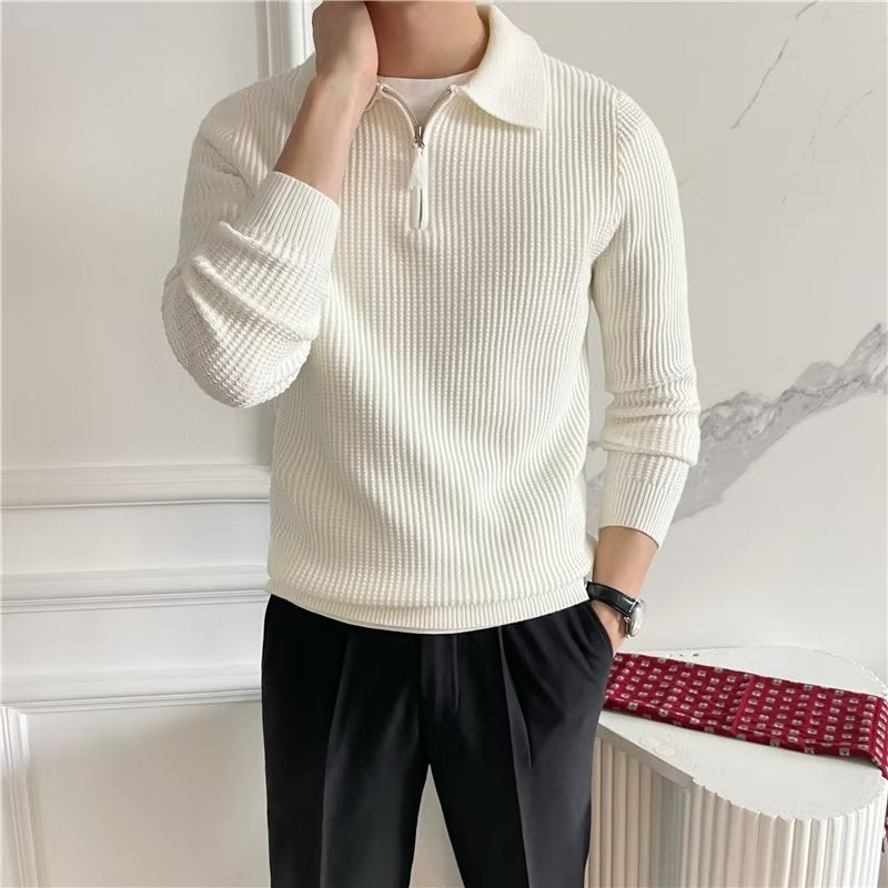 Axton - Men's Classic Polo Quarter Zip Sweater