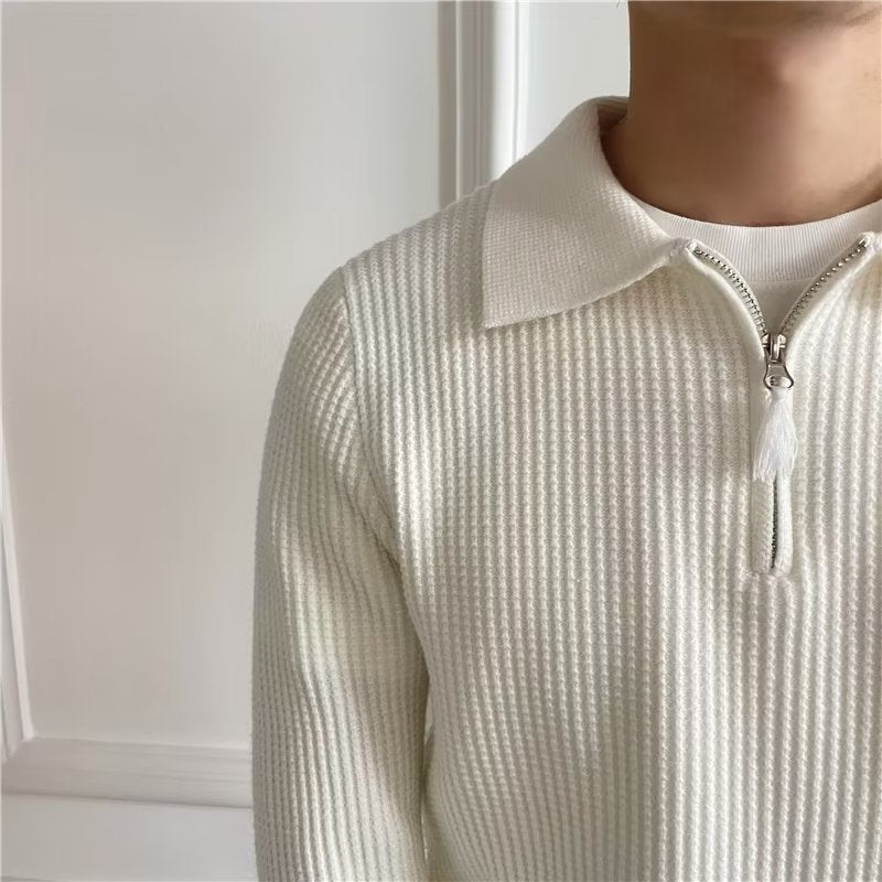 Axton - Men's Classic Polo Quarter Zip Sweater