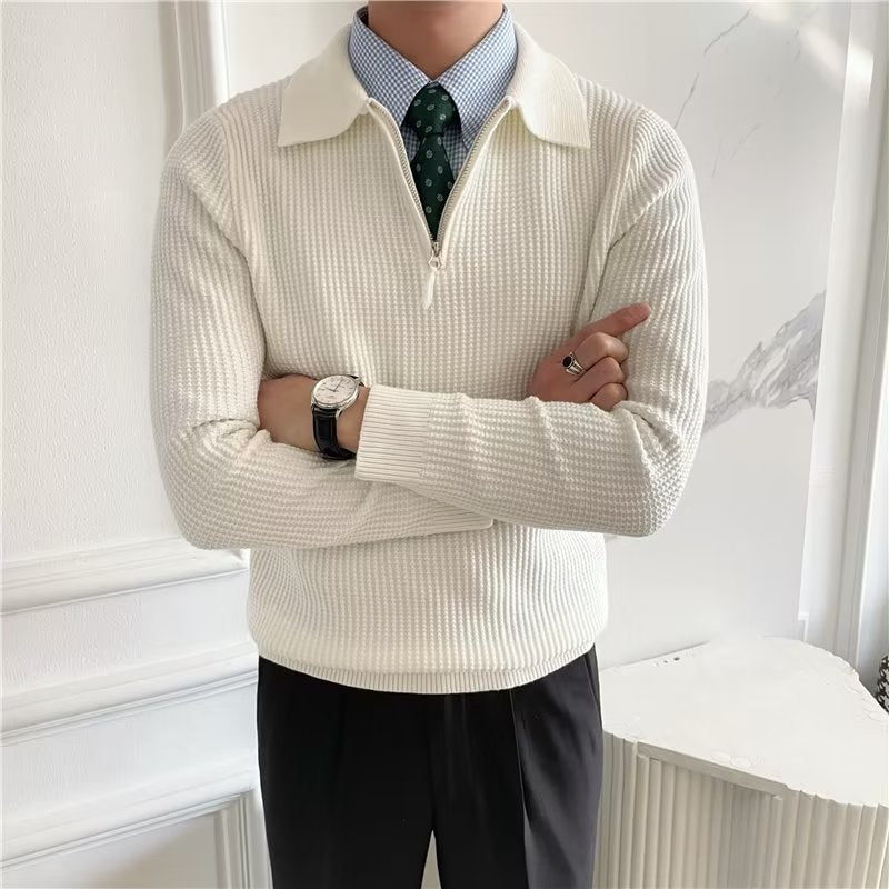 Axton - Men's Classic Polo Quarter Zip Sweater
