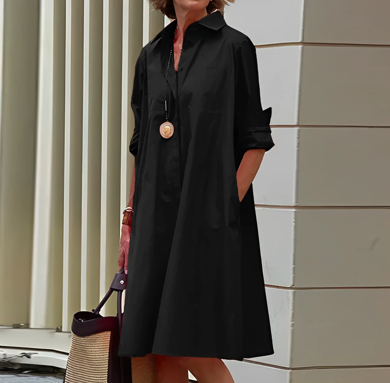 Nia | Women's Effortless A-Line Midi Dress