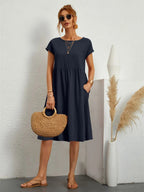 Rhea | Women's Casual Midi Dress with Pockets