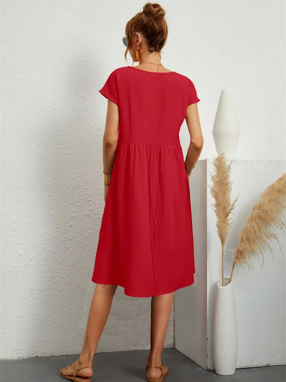 Rhea | Women's Casual Midi Dress with Pockets