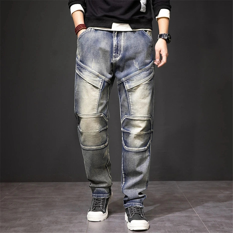 Bram - Men's Casual Straight Jeans with Panel Detail
