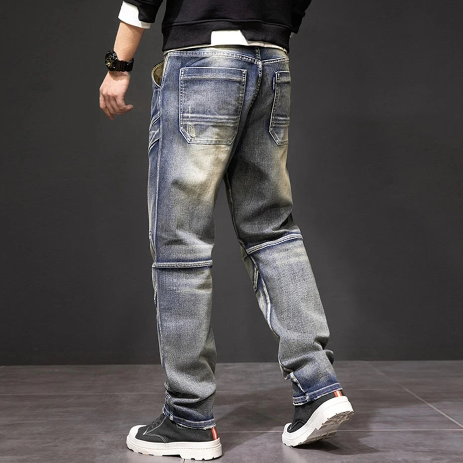 Bram - Men's Casual Straight Jeans with Panel Detail