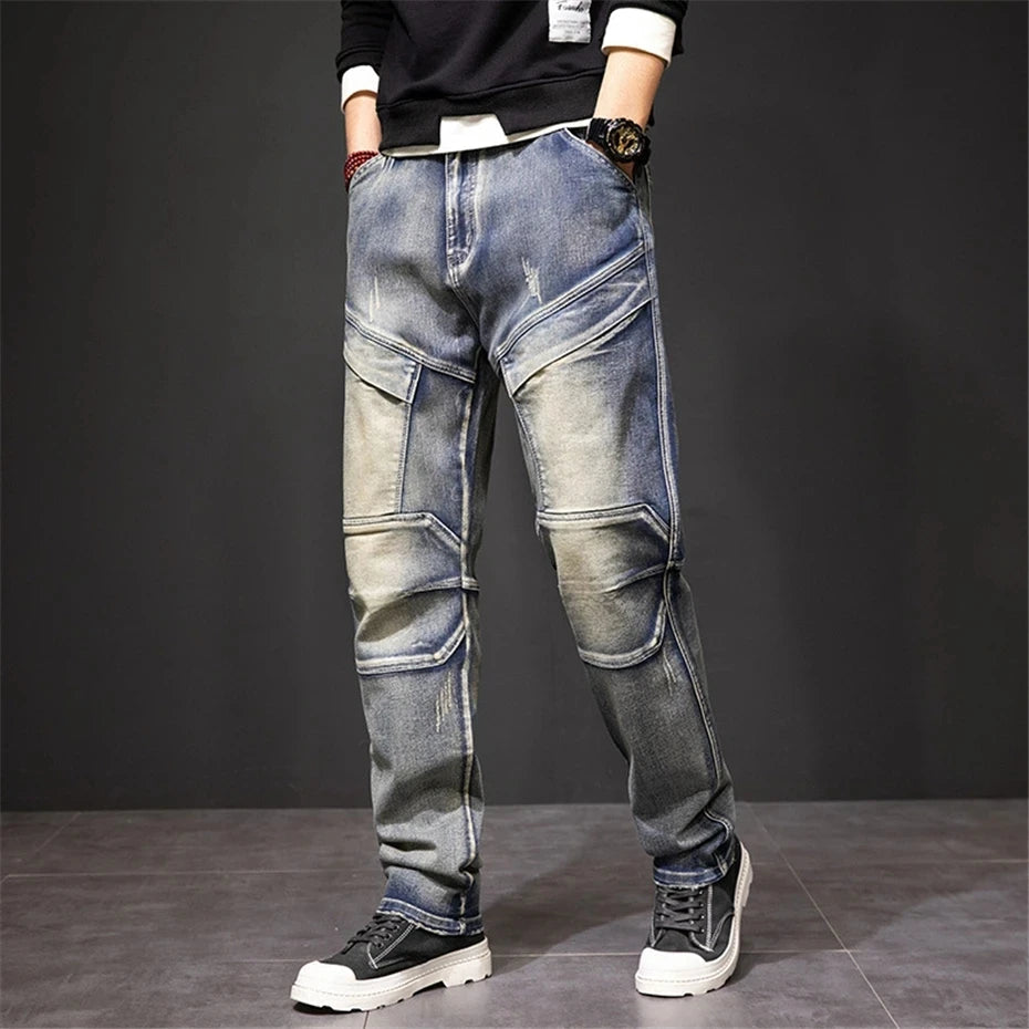 Bram - Men's Casual Straight Jeans with Panel Detail