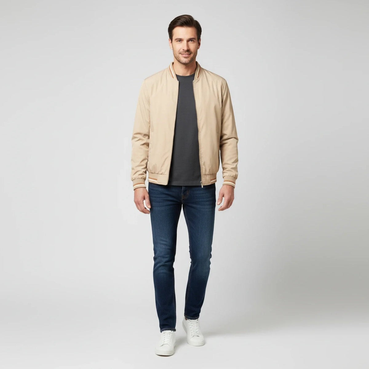Bram - Men's Classic Bomber Jacket with Contrast Trim