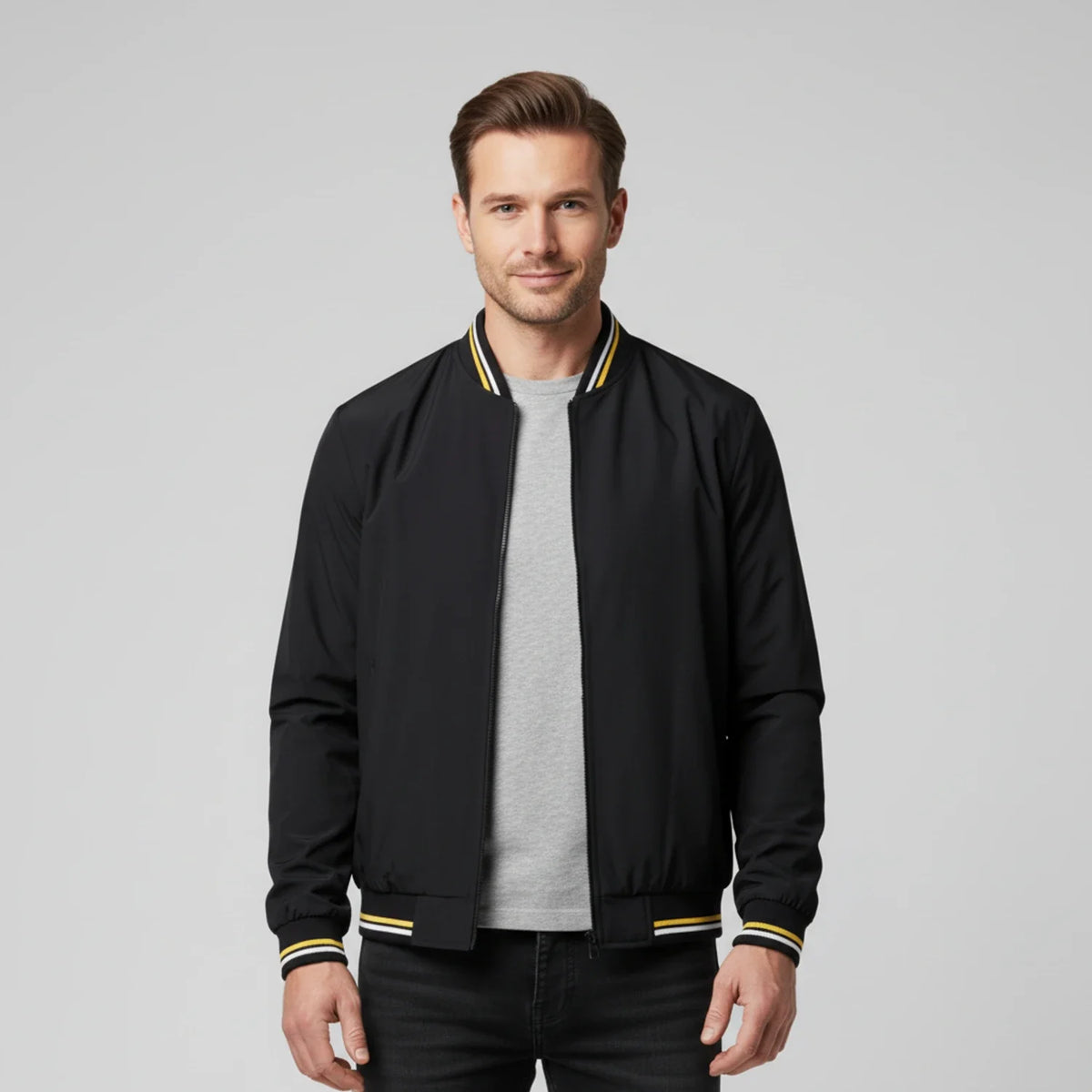 Bram - Men's Classic Bomber Jacket with Contrast Trim