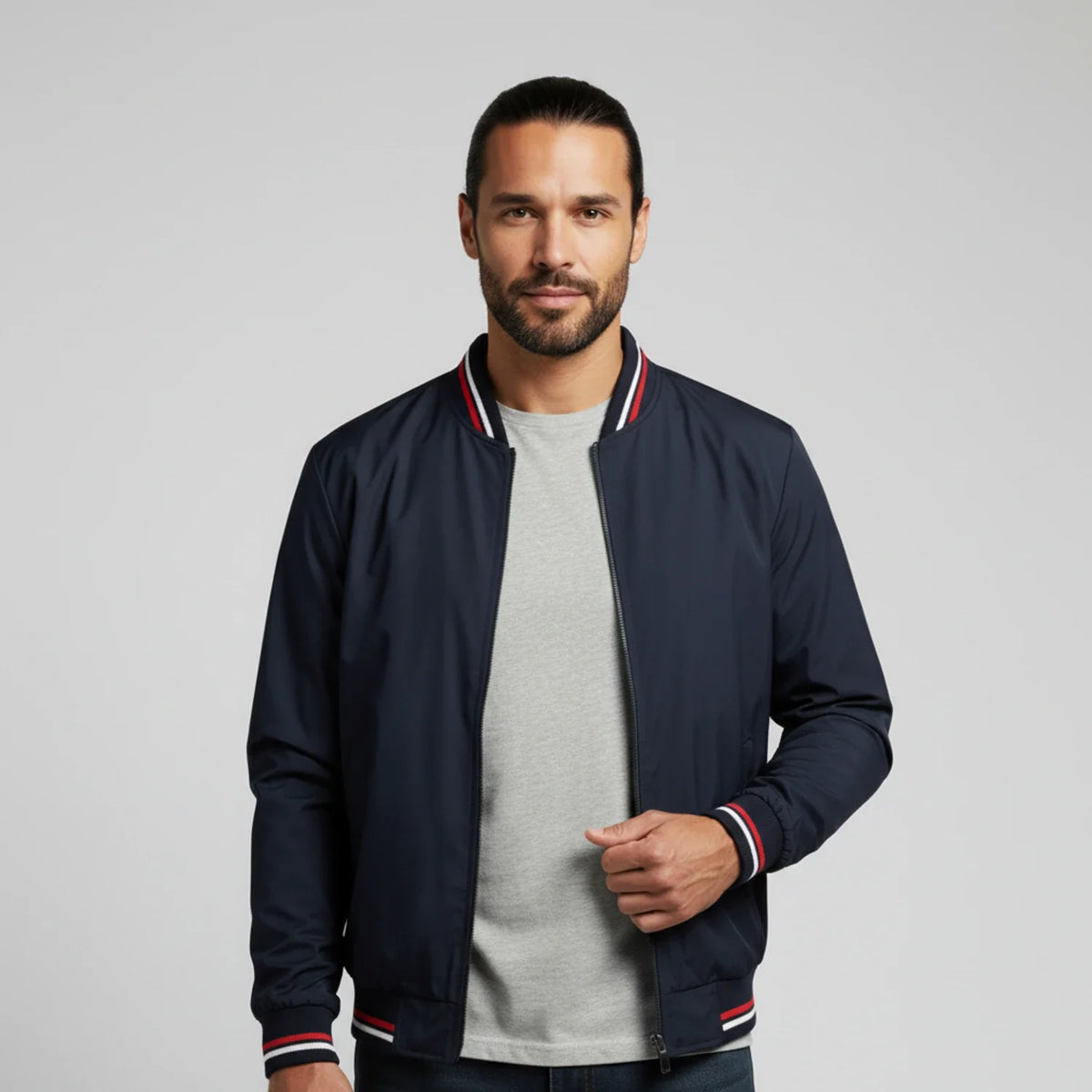 Bram - Men's Classic Bomber Jacket with Contrast Trim