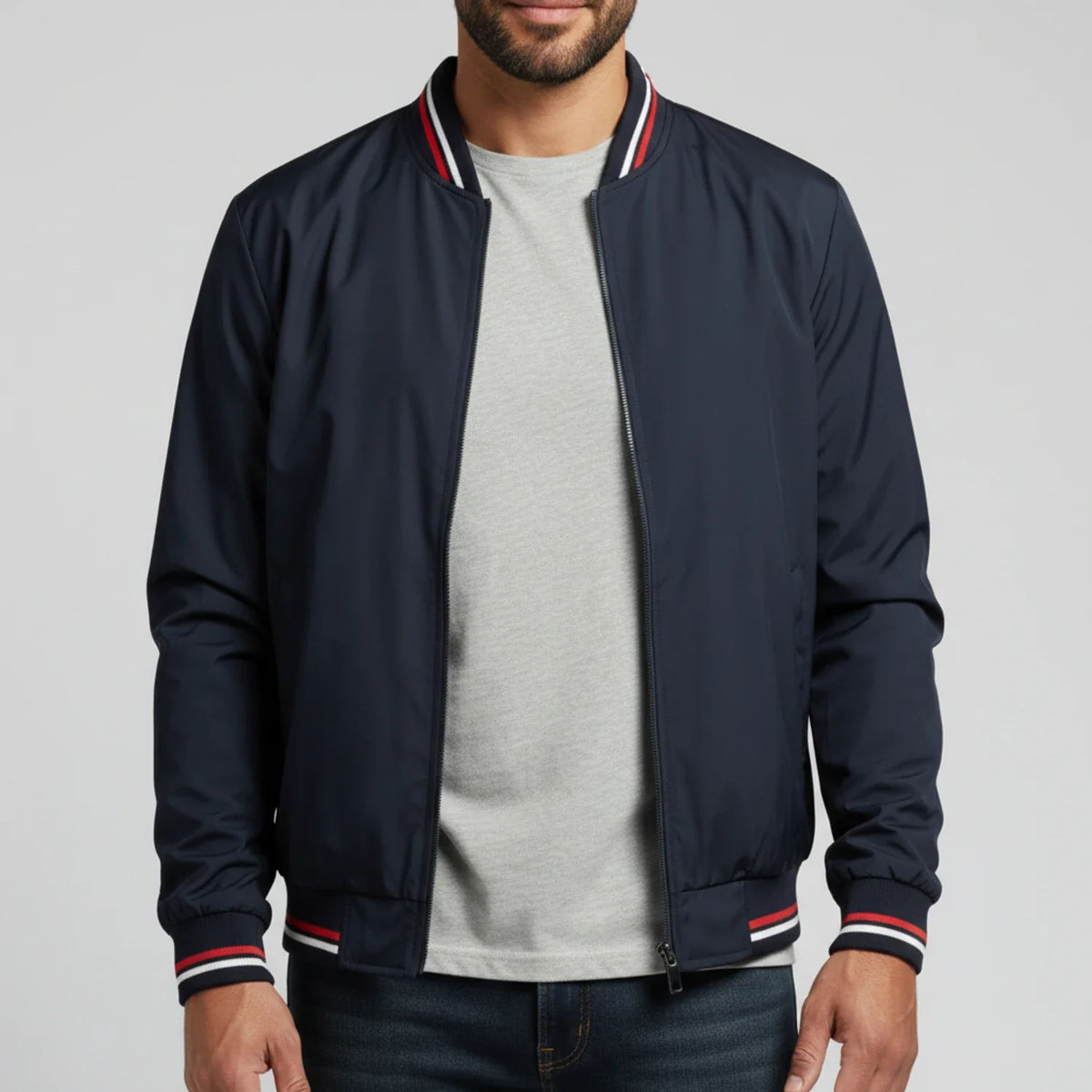 Bram - Men's Classic Bomber Jacket with Contrast Trim
