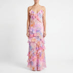 Breezina - Flowy Pink Maxi Dress With Ruffles