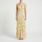 Breezina - Flowy Pink Maxi Dress With Ruffles