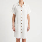 Breezora - Relaxed Fit Button Front Shirt Dress
