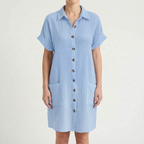 Breezora - Relaxed Fit Button Front Shirt Dress