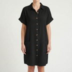 Breezora - Relaxed Fit Button Front Shirt Dress