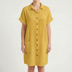 Breezora - Relaxed Fit Button Front Shirt Dress