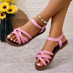 Brielle | Women's Strappy Flat Sandals with Ankle Strap