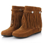 Hazel | Women's Faux Suede Fringe Ankle Boots