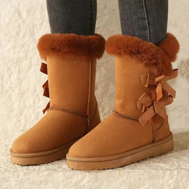 Bryn - Women's Cozy Winter Boots with Bow Detail