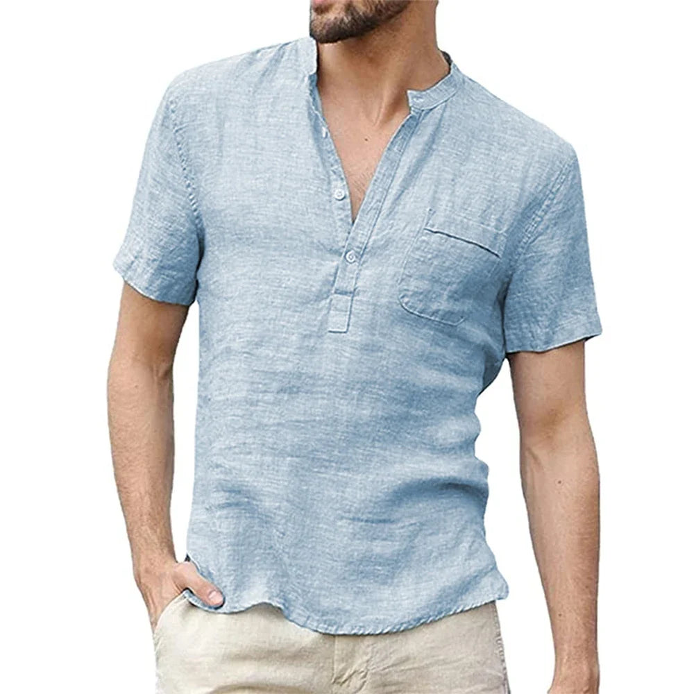 Caden - Men's Casual Henley Shirt with Chest Pocket
