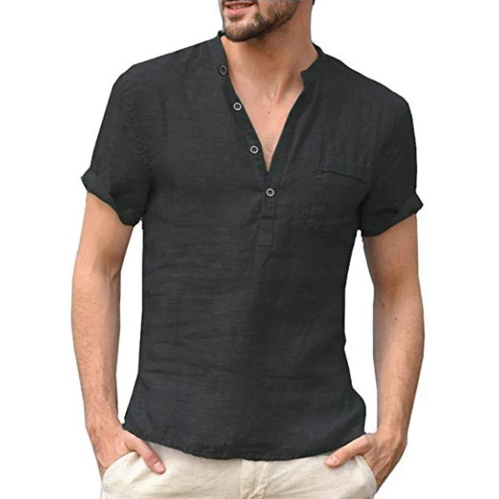 Caden - Men's Casual Henley Shirt with Chest Pocket