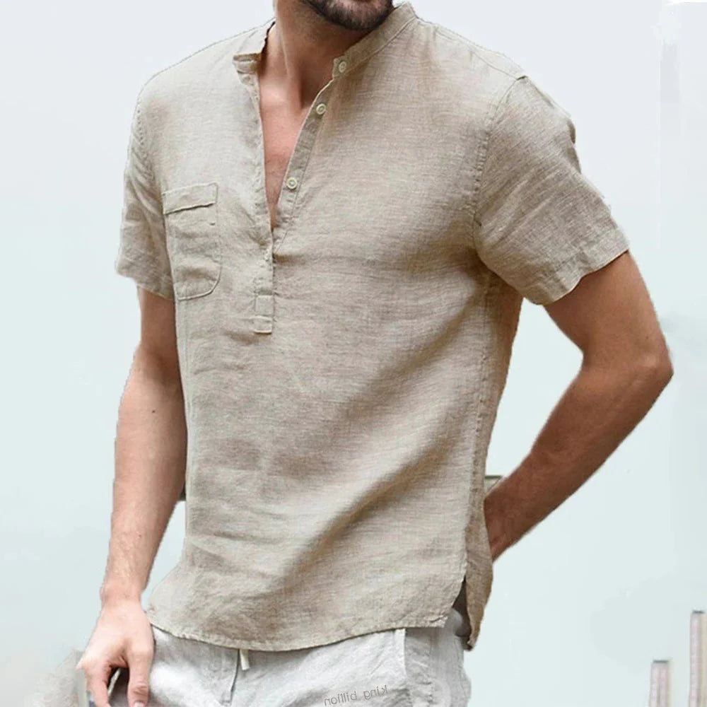 Caden - Men's Casual Henley Shirt with Chest Pocket