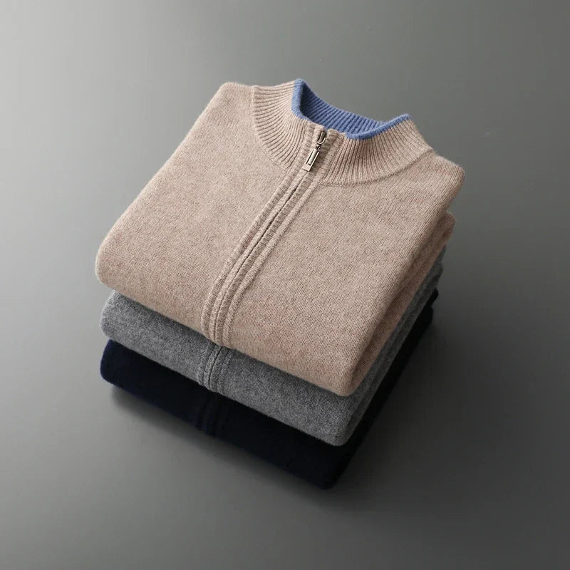 Caden - Men's Soft Knit Zip-Up Sweater