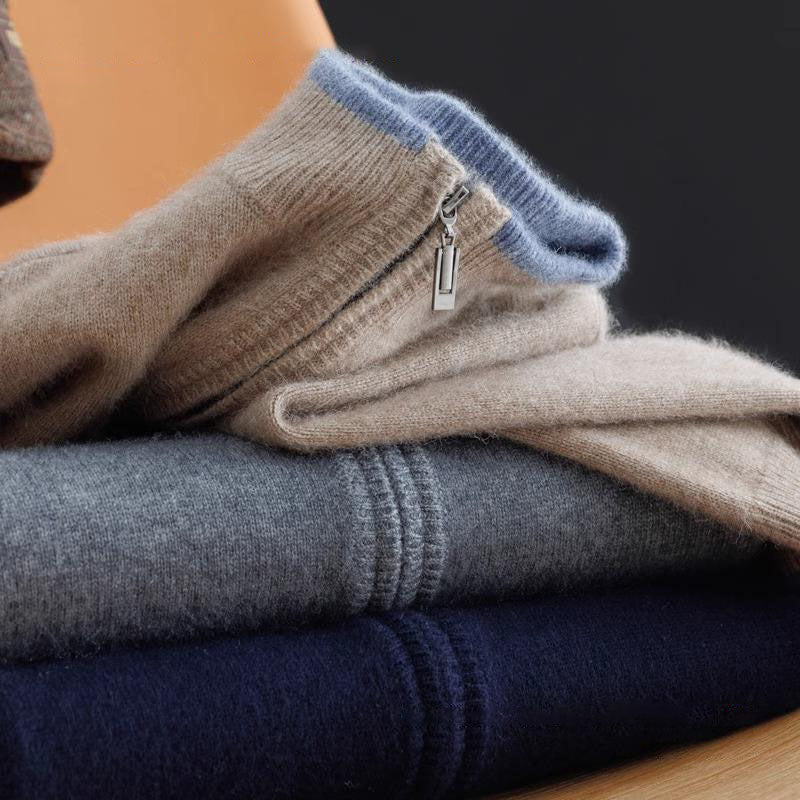 Caden - Men's Soft Knit Zip-Up Sweater