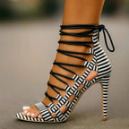 Calista - Women's Snakeskin Lace-Up Stilettos