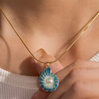 Calla - Women's Nautilus Enamel Necklace