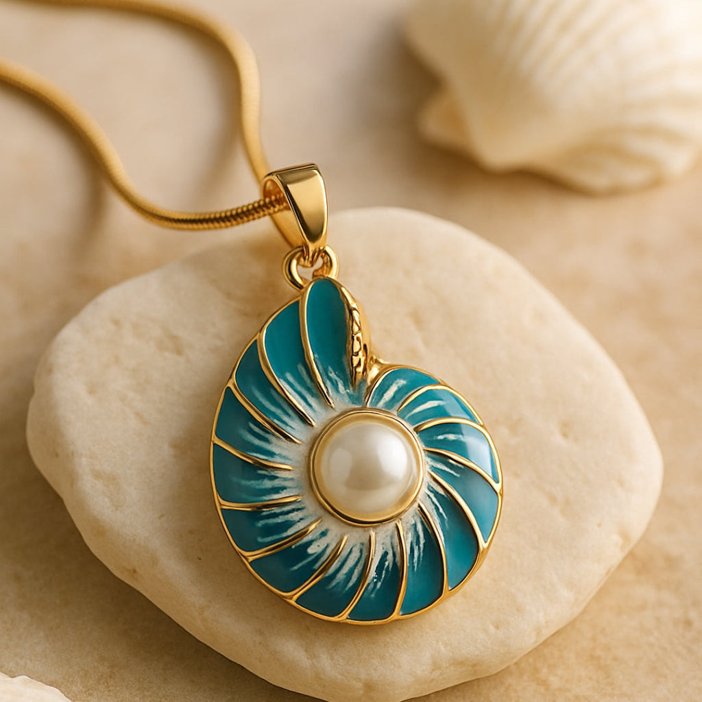 Calla - Women's Nautilus Enamel Necklace