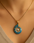 Calla - Women's Nautilus Enamel Necklace