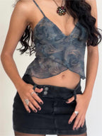 Calla - Women's Sheer Ruffle Corset Top